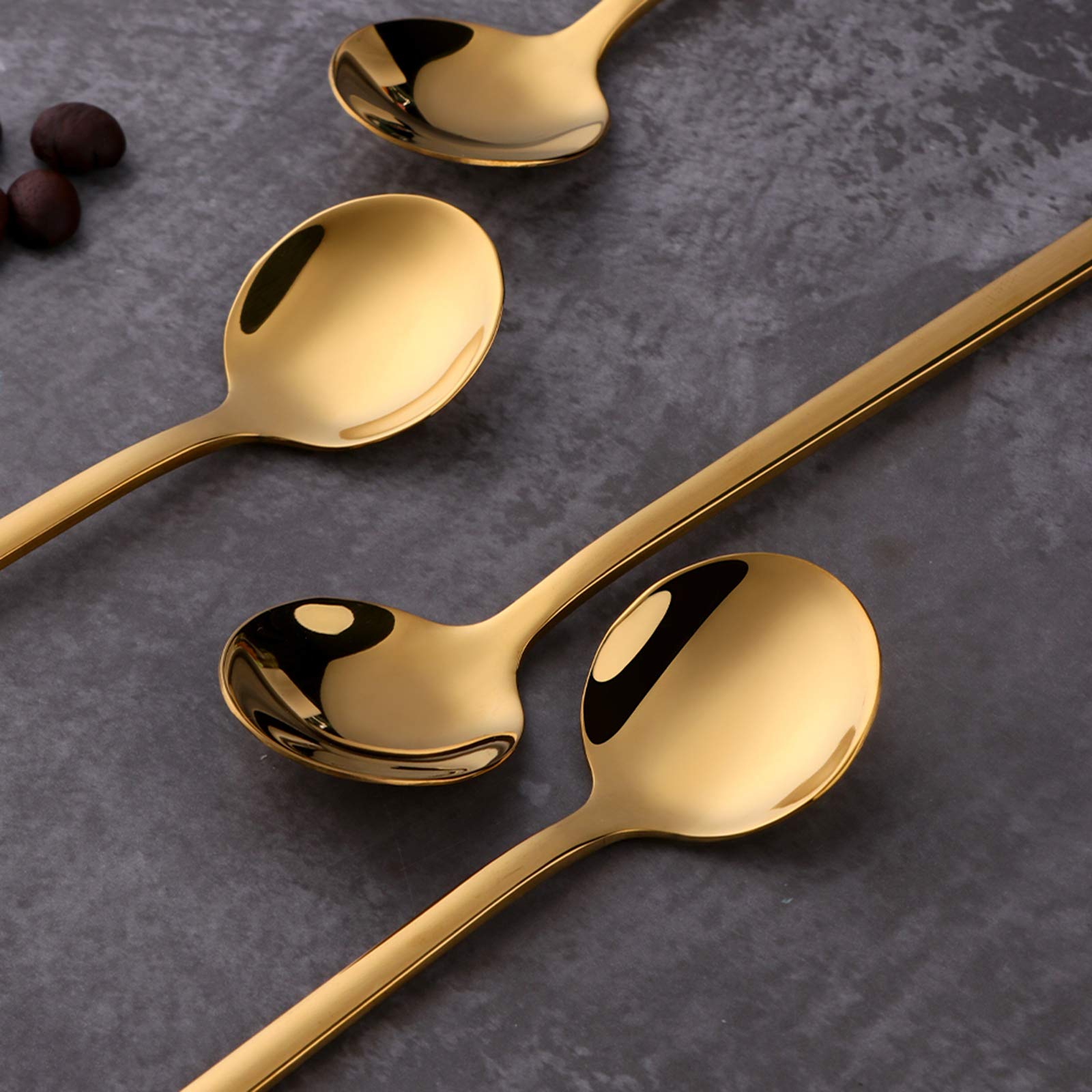 Espresso Spoons Set Of 8, Poylim Cute Small Coffee Spoons, 18/10 Stainless Steel Gold Demitasse Spoons For Tea, Dessert, Appetiz